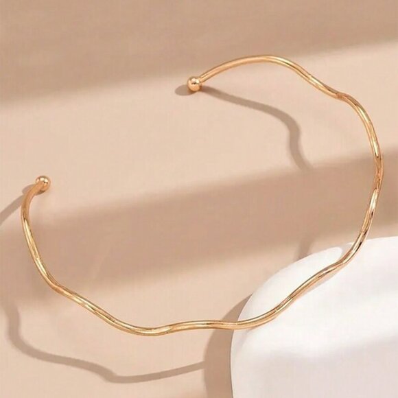 18K Gold Filled Wave Choker Necklace | 22cm (8.66") - Picture 3 of 3